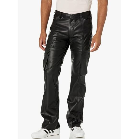 HUDSON Mens Walker Cargo Kick Flare Vegan Leather Phantom Black Size 38